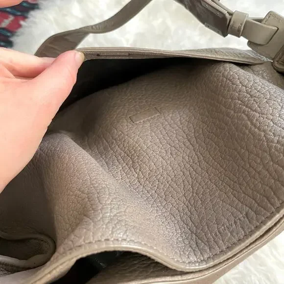 All Saints Taupe Leather Hobo Bag Shoulder Purse - Picture 9 of 15